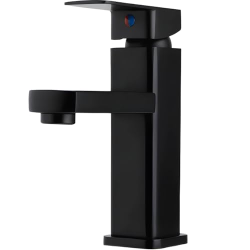 Torneira Banheiro Luxo Quadrada Preta Monocomando Quente e Fria em Aço Inoxidável VMSTARK