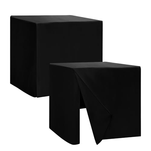 HolidayIdeas 2 Pack Square Fitted Table Covers - 34 x 34 Inch - Fabric Table Clothes Versatile Tablevloths for Parties, Holiday Dinner, Trade Show, Vendor Stand (Black)