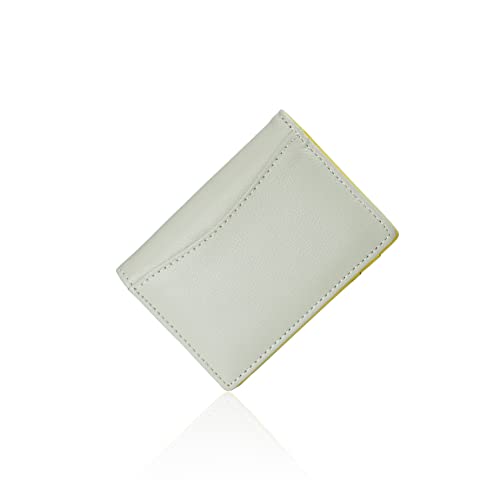 Genuine Leather Card Case Women's 8 Card Slots Regular Insert Pass Case With Money Clip Men's Leather Bi-Fold Card Case Thin Unisex Gifts (grey)