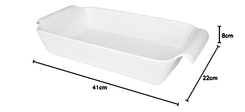 1 Travessa Retangular Funda Oxford Cookware Refratárias Branco 41X22X8Cm