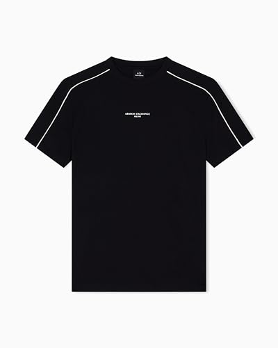 Armani Exchange Camiseta de Manga Corta para Hombre, Cuello Redondo, con Logotipo Frontal, Color Negro, Talla M, Negro, M