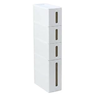 14cm超狭ギャップ対応 隙間収納キャビネット 6段 完成品 引出し式 洗面化粧台 キッチン ランドリー収納に適用 スリムバスケットラック 省スペース整理アイテム (4段,A)