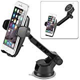 iKross Auto Lock 2-in-1 Car Phone Mount, Dashboard Mount Car Windshield Mount Cell Phone Holder - Black