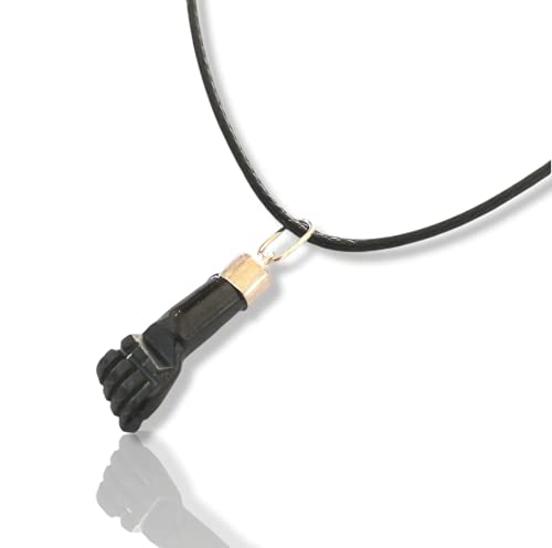 Mano puño de azabache asturiano AUTÉNTICO mal de ojo - incluye cordón, casquillo plata de ley