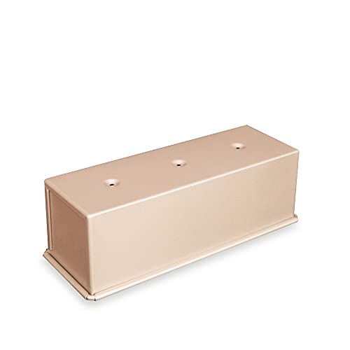 CANDeal Loaf Pan With Cover/Bread Baking Mould Cake Toast/Non-Stick Toast Box with Lid For 350g Dough, Vented Hole for Rapid Baking, Made from Heavy-gauge Carbon Steel(Golden, Smooth Style)