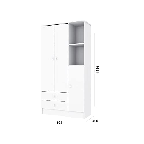 Quarto de Bebê Completo com 1 Berço 1 Cômoda 1 Guarda Roupa Arco-íris Móveis Percasa Branco