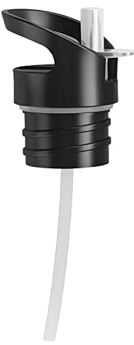 Greens Steel Botella de agua de niño - Botella a prueba de fugas Tapa con Pitillo - bebe niños cantimplora de acero para niños. (Tapa Negra) Cover