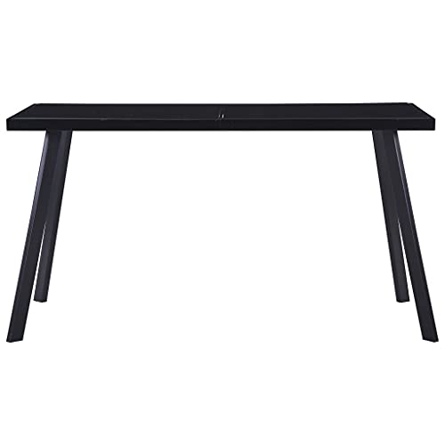 Table de jardin abritée noire 140x70cm en verre trempé robuste