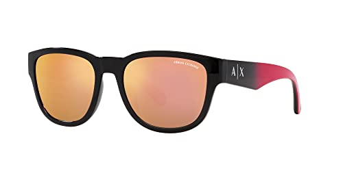 Armani Exchange Man Sunglasses Shiny Black Frame, Pink Mirror Gold Lenses, 54MM2