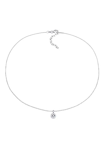Elli Collana Girocollo Da Donna Classica Con Cristallo In Argento Sterling 925, 38Cm, Argento Sterling, Zirconia Cubica - 4