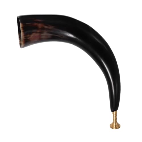 SHOWERORO Cuerno Vikingo Auténtico de Cuerno de Buey Natural Sonido Potente para Fiestas Piratas y Disfraces de Rol al Aire Accesorio Rústico para Halloween y Eventos Temáticos