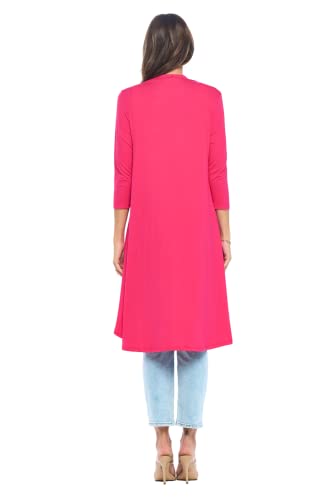 Image of Women's 3 /4 Sleeve Soft Open Front Casual Flowy Long Viscose Made from Bamboo Cardigan