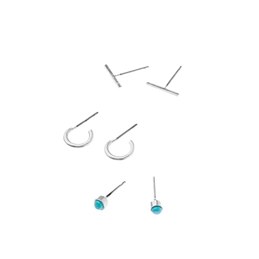 Scout Curated Wears - Scarlett Stud Trio- Silver/Turquoise