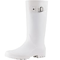 Evshine Women's Knee High Rain Boots - Narrow Calf - Fashion Waterproof Tall Rain Shoes
