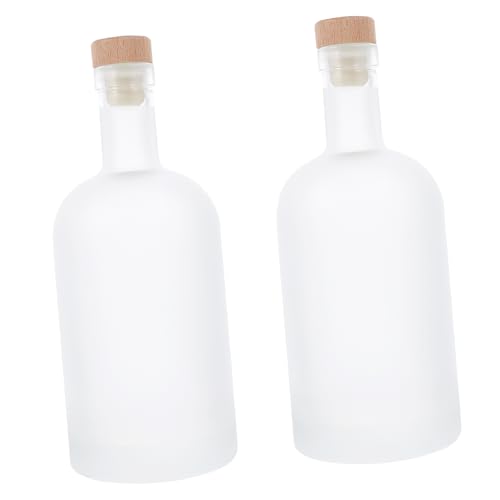 BRIGHTFUFU 2Pcs Frosted Wine Bottles Refillable DIY Liquor Bottles with Cork for Crafting Parties and Home Brewing Literary Wine Jar for Creative Drinks