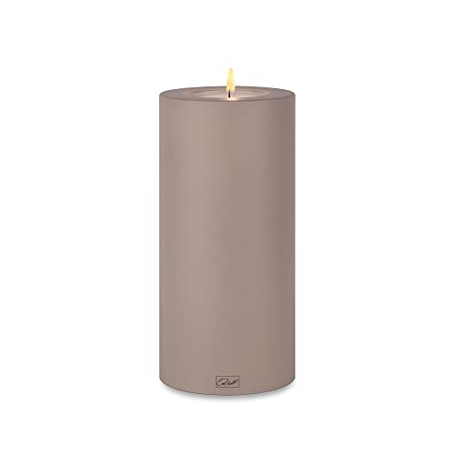 Qult Farluce Trend • Farbe Taupe • ∅ 10 cm Höhe 21 cm • Teelichthalter in Kerzenform • Kunststoffkerze in Kerzenoptik • Mit Teelichteinsatz • inkl. 1 TLM16 Maxilight Teelicht (für ∅ 10 & 12 cm)