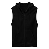 Maiyifu-GJ Zip Up Hoodie Tank Tops for Men Slim Fit Sleeveless Workout Hooded Shirt Casual Lightweight Zipper Hoodies Vests (Black,180/92A)