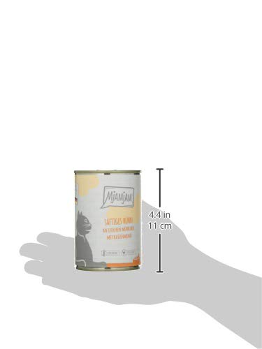 MjAMjAM - Premium Nassfutter für Katzen - saftiges Huhn an leckeren Möhrchen, 6er Pack (6 x 400 g), getreidefrei mit extra viel Fleisch