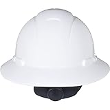 3M Full Brim Hard Hat H-801R, White 4-Point Ratchet Suspension