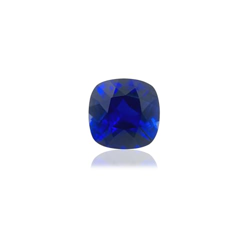 Image of Gryrigns Cushion Cut Royal Blue Loose Synthetic Sapphire Stone Created Corundum Gemstone Faceted VVS Grade (7.36cts, 11x11mm, 1Pcs)