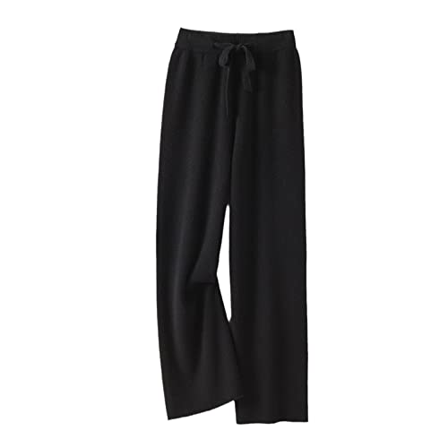 Pantalon ample taille haute Sweejim en tricot noir XL décontracté pour femme