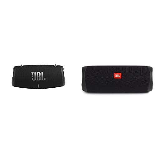 JBL Xtreme 3 - Portable Bluetooth Speaker, Powerful Sound and Deep Bass, IP67 Waterproof, 15 Hours of Playtime, Powerbank (Black) & FLIP 5, Waterproof Portable Bluetooth Speaker, Black