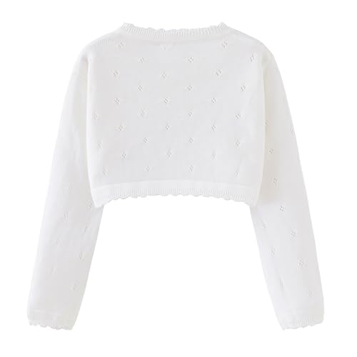 Toddler Kids Girls Cable Knitted Cardigan Sweater Shrug Button Closure Lace Cropped Long Sleeve Tops Outwear2
