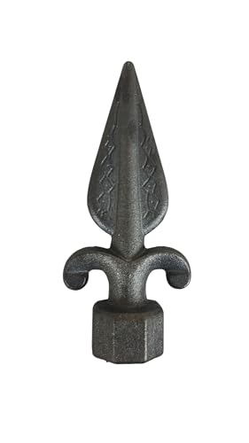 Image of Cast Iron Fence Finials, Multiple Decorative Styles & Sizes, 1 /2 inch to 1 inch Inch Square and Round Spears, Fleur de Lis Design (1 /2 inch Arrowhead SQ, 4)