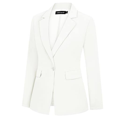 MINTLIMIT Womens One Button Suit Jacket Notched Lapel Long Sleeve Blazer Suit Cardigan Formal Events Work Office,L,White2
