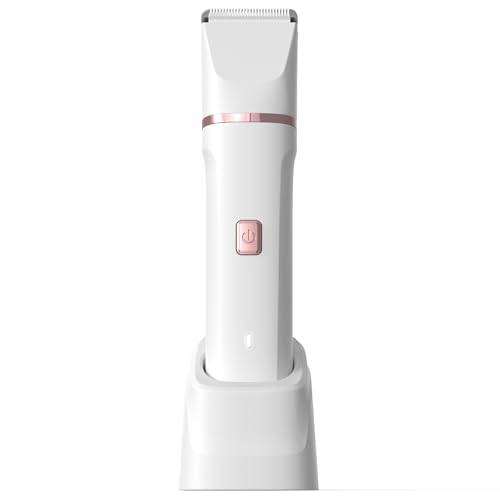 Risina Bikini Trimmer for Women, 2-in-1 Electric Shaver, IPX7 Waterproof, Gentle for Bikini Line & Sensitive Areas, Cordless Rechargeable for Legs Underarms Face, White Gift for Women, Teen Girl Gift