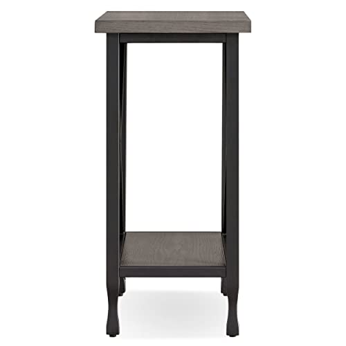 Image of Leick Home Chisel & Forge End Table, 12 inch, Smoke Gray, Matte Black