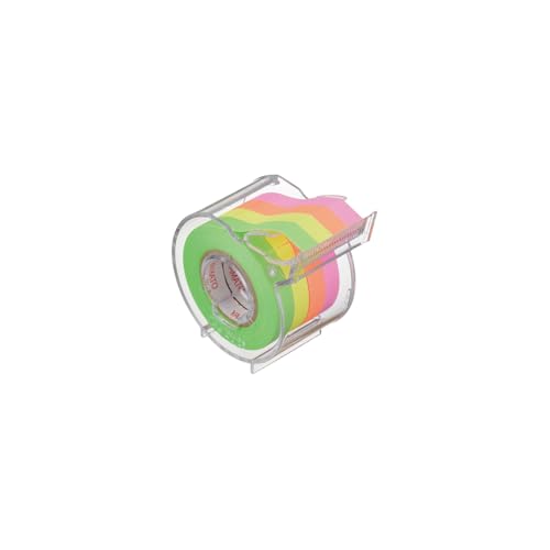 Image of Yamato Memoc Roll Tape, Self-Stick Memo Paper Tape, with Tape Dispenser, 7mm x 10m, 4-Color Set, Rose, Orange, Lime & Lemon, 1 ea. (RK-7CH-A)