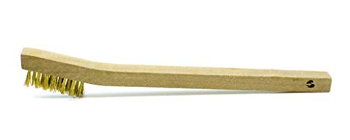 Image of Benchmark Abrasives 7-3 /4 inch Welding Toothbrush Wooden Handle for Cleaning, Removing Rust, Paint, Corrosion, Metal Parts, Multi-Purpose Wire Brush - 20 Pack (Brass)
