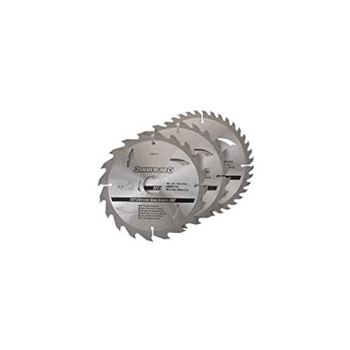 Silverline 298537 Hartmetall-Kreissägeblätter mit 20, 24 und 40 Zähnen, 3er-Pckg. 180 x 30, Reduzierstücke: 20 u. 16 mm