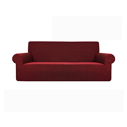 Housse de canapé jacquard imperméable antidérapante rouge vin extensible