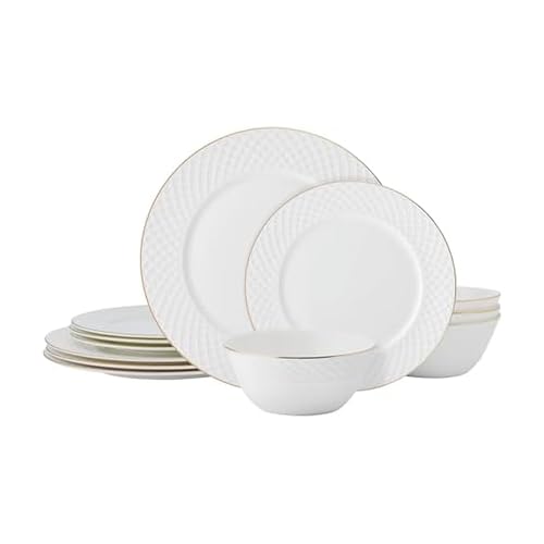 Mikasa Trellis Gold Rim Bone China Lightweight...