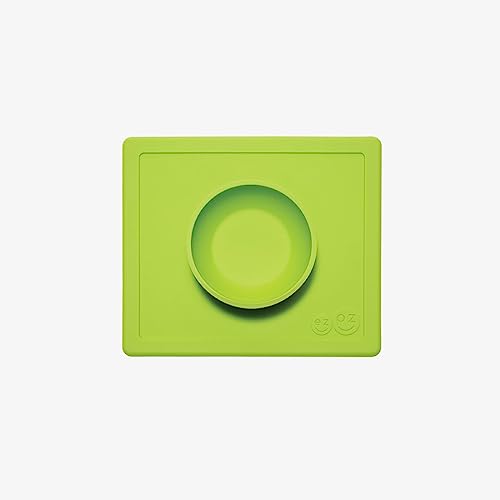 Image of ezpz Happy Bowl - 100% Food Grade Silicone Suction Bowl with Built-in Placemat for Toddlers + Preschoolers Promotes Baby Self-Feeding, Non-Slip, BPA Toxic Free, Microwave Safe - 24months+ (Lime)