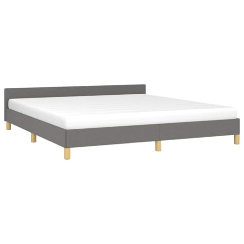 vidaXL Estructura de Cama con Cabecero Matrimonial Somier Tapizado Dormitorio Habitación Muebles Cuarto Descanso Tela Gris Oscuro 160x200 cm