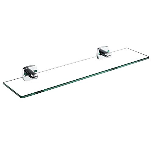 Mxxephemer Estante de Vidrio para baño Moderno con Soporte de Cromo Pulido, diseño Rectangular montado en la Pared para baño, tamaño de 50 cm/19,6 Pulgadas, Estante de Vidrio Templado de 8 mm