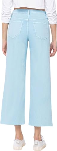 VERVET Women's Olivia High Rise Cropped Wide Leg Jeans with Raw Hem2