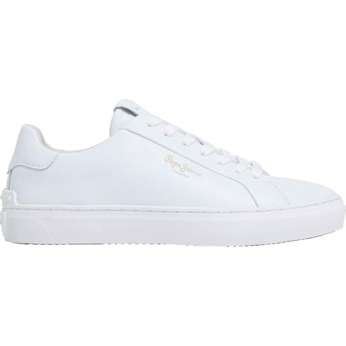 Pepe Jeans Camden Top Baskets en cuir blanc de qualité supérieure avec finitions soignées