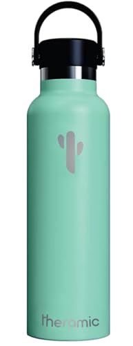 Theramic - Botella Agua Térmica 600 ml en Acero Inoxidable con doble pared y recubrimiento interno cerámico. (verde)