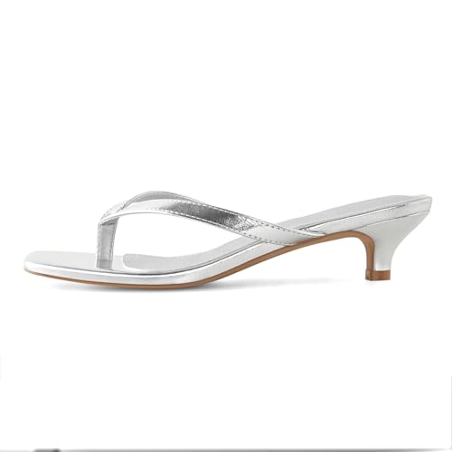 Image of Women's Flip-Flops Kitten Heels Thong Sandals For Women Square Toe Slip On Fashion Summer Dress Sandals