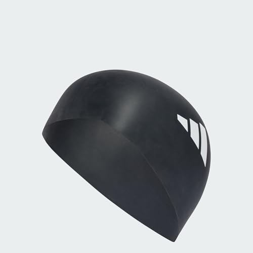Adidas Unisex 3-Stripes Swim Cap, Black/White, One Size