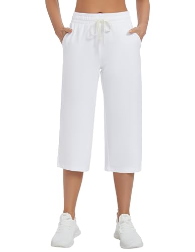 Image of SPECIALMAGIC Women Capri Pants Cotton Yoga Wide Leg Pajama Pants Capris Sweatpants Sports