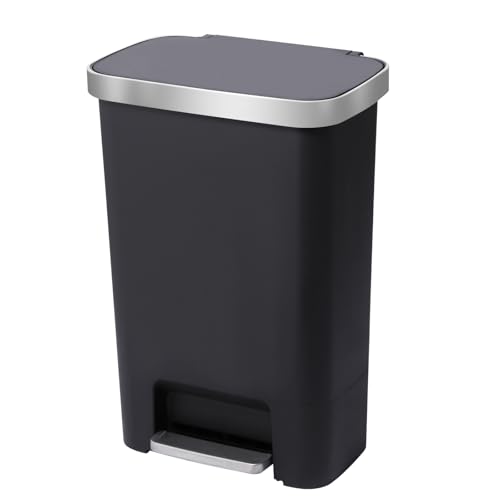Caneca de basura para cocina 13 Gal / 51L con tapa y pedal negra