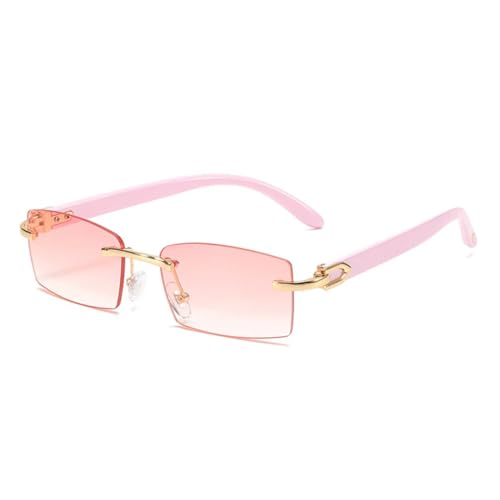 Lunettes de soleil rectangulaires sans monture UV400 pour femme et homme style rétro vintage Y2K