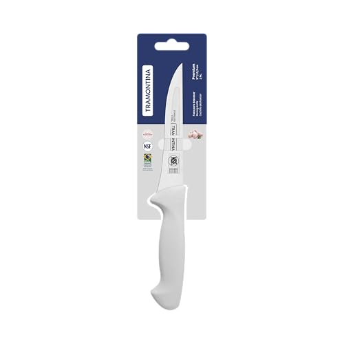 Image of TRAMONTINA Premium 5-Inch Boning Knife - Stainless Steel Blade & White Polypropylene Handle - Rigid, Heat-Treated Edge for Deboning Meat, Dishwasher Safe