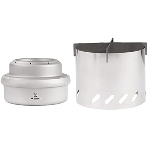 SILVERANT Titanium Ultralight Alcohol Multifuel Stove With Windshield & Cross Stand - For Camping, Backpacking, & Hiking With Drawstring Case (Alcohol Stove with Wind Shield) Cover