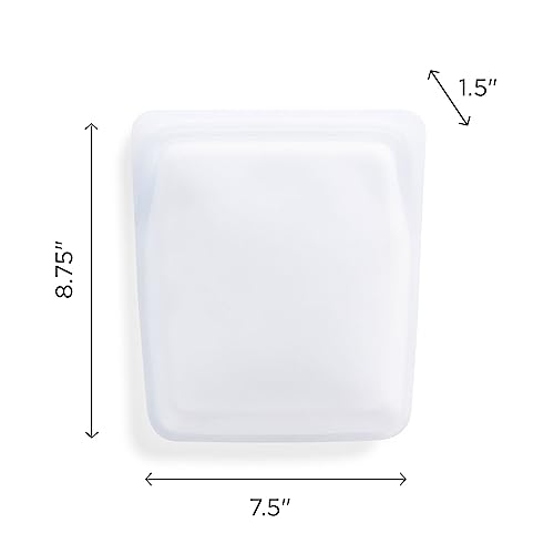 Stasher Premium Silicone Reusable Food Storage Quart Bag, Clear, Microwave, Sous Vide, Dishwasher, Oven and Freezer Safe, BPA Free, Leak-free, Eco-friendly, 64 Oz